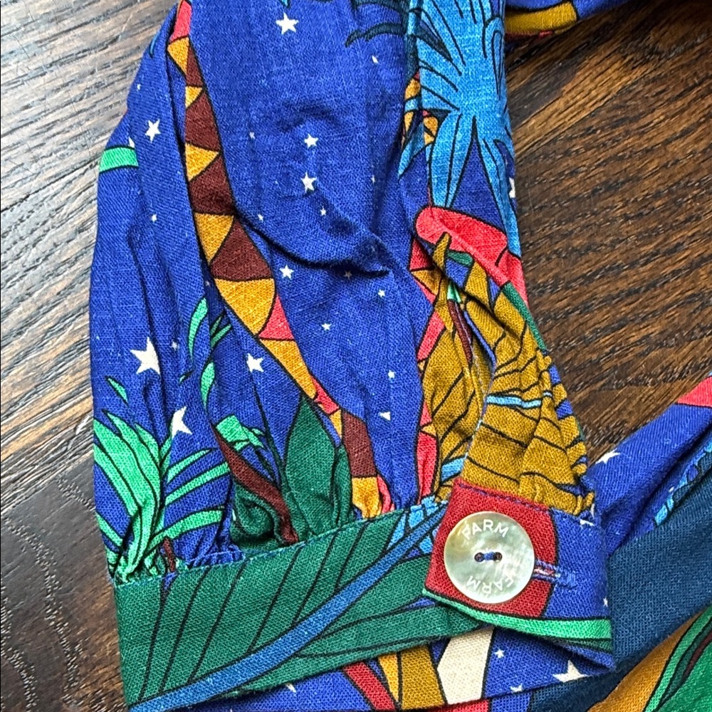 NWT FARM Rio Blue Tropical Print Jumpsuit Romper SIZE SMALL WOMEN - Picture 12 of 16